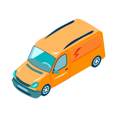 Isometric electric composition with isolated image of electrical car isolated on blank background vector illustration