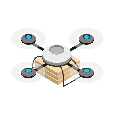 Automated robot delivery isometric composition with isolated icon of futuristic shipping appliance vector illustration