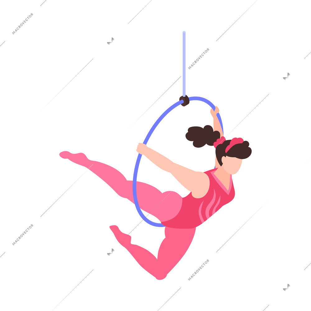 Isometric circus performers artists actors show composition with isolated entertainment icon on blank background vector illustration