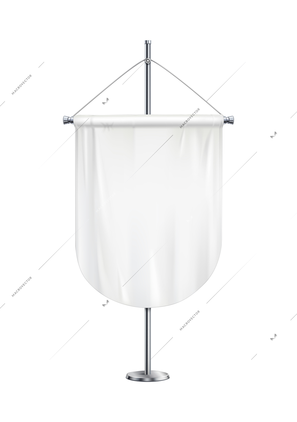 Pennant realistic composition with isolated image of short white pennon hanging on post vector illustration