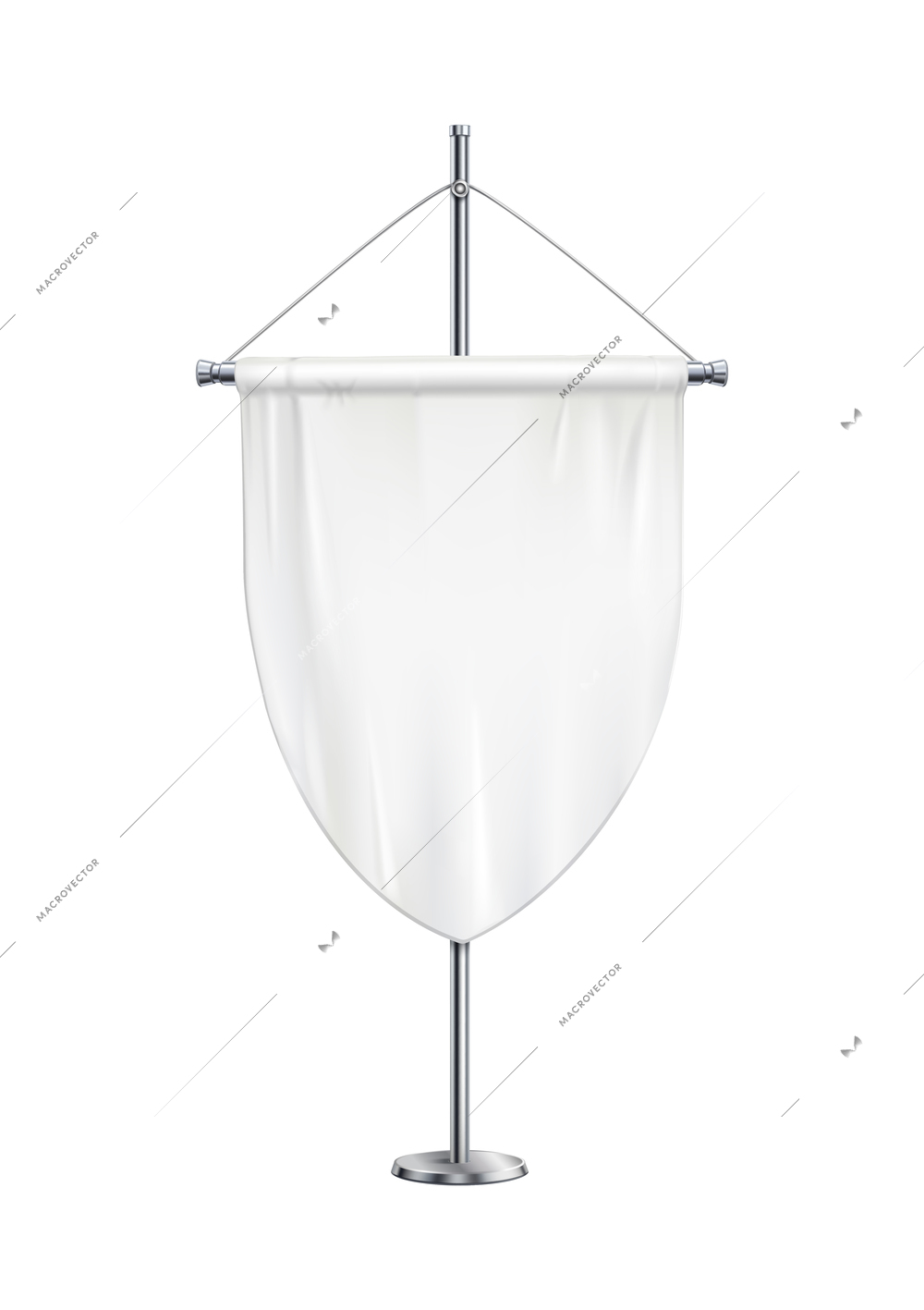 Pennant realistic composition with isolated image of short white pennon hanging on post vector illustration