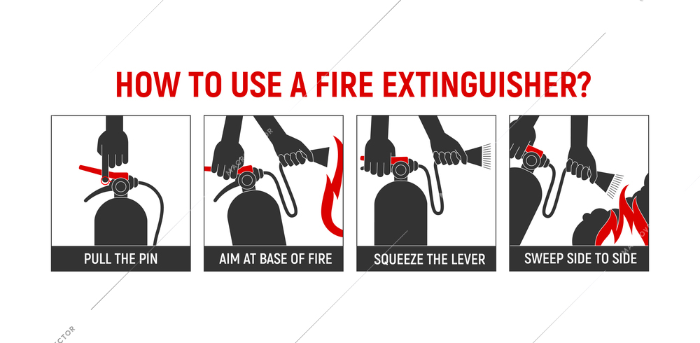 Fire extinguisher infographic composition with realistic image of fire fighting appliance vector illustration