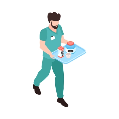 Isometric doctor nurse hospital workers composition with isolated clinic icons on blank background vector illustration