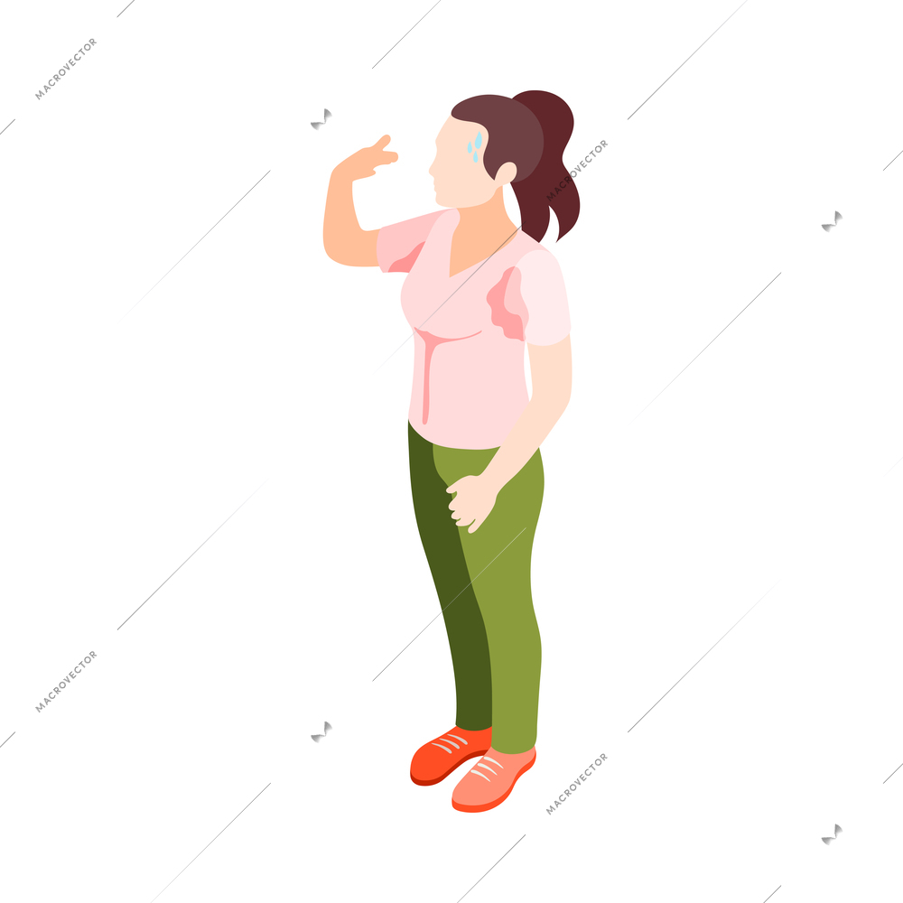 Diabetes isometric composition with isolated human character of suffering person vector illustration