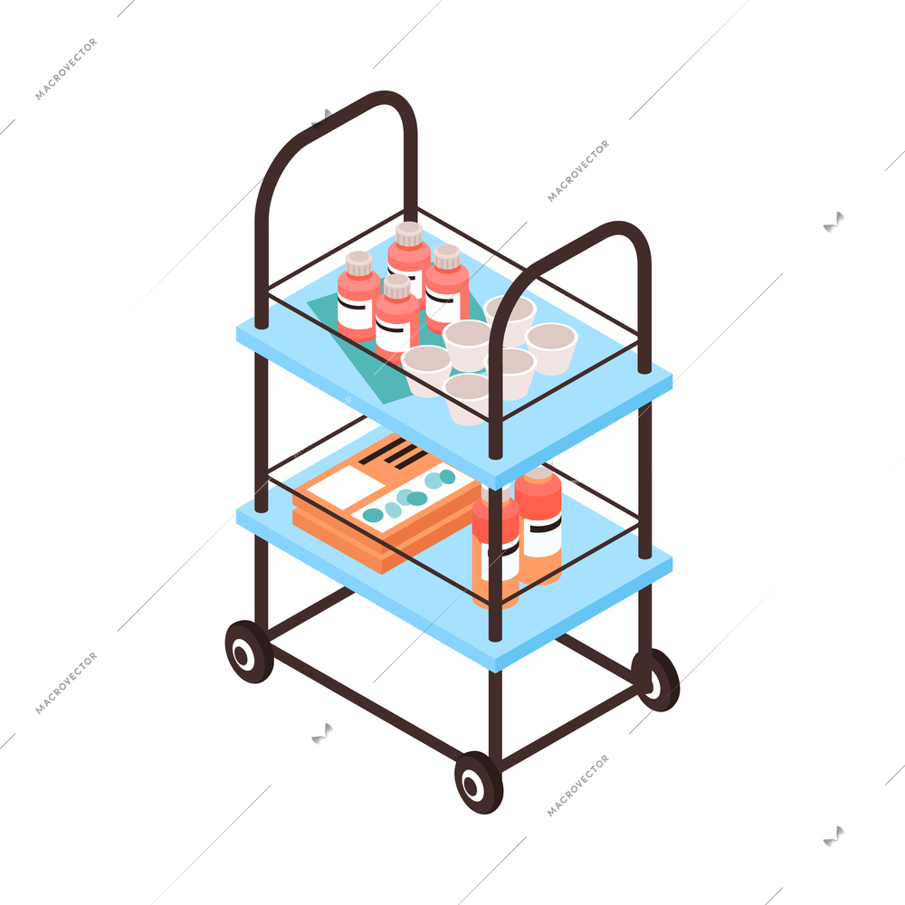 Isometric doctor nurse hospital workers composition with isolated clinic icons on blank background vector illustration