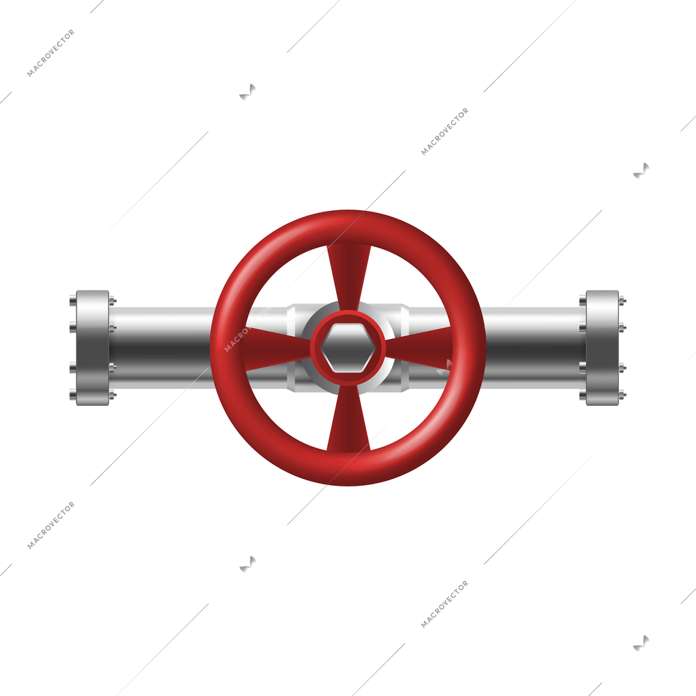 Industrial pipeline pipes realistic composition with isolated image of silver steel pipe part on blank background vector illustration