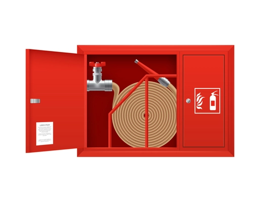 Fire extinguisher infographic composition with realistic image of fire fighting appliance vector illustration