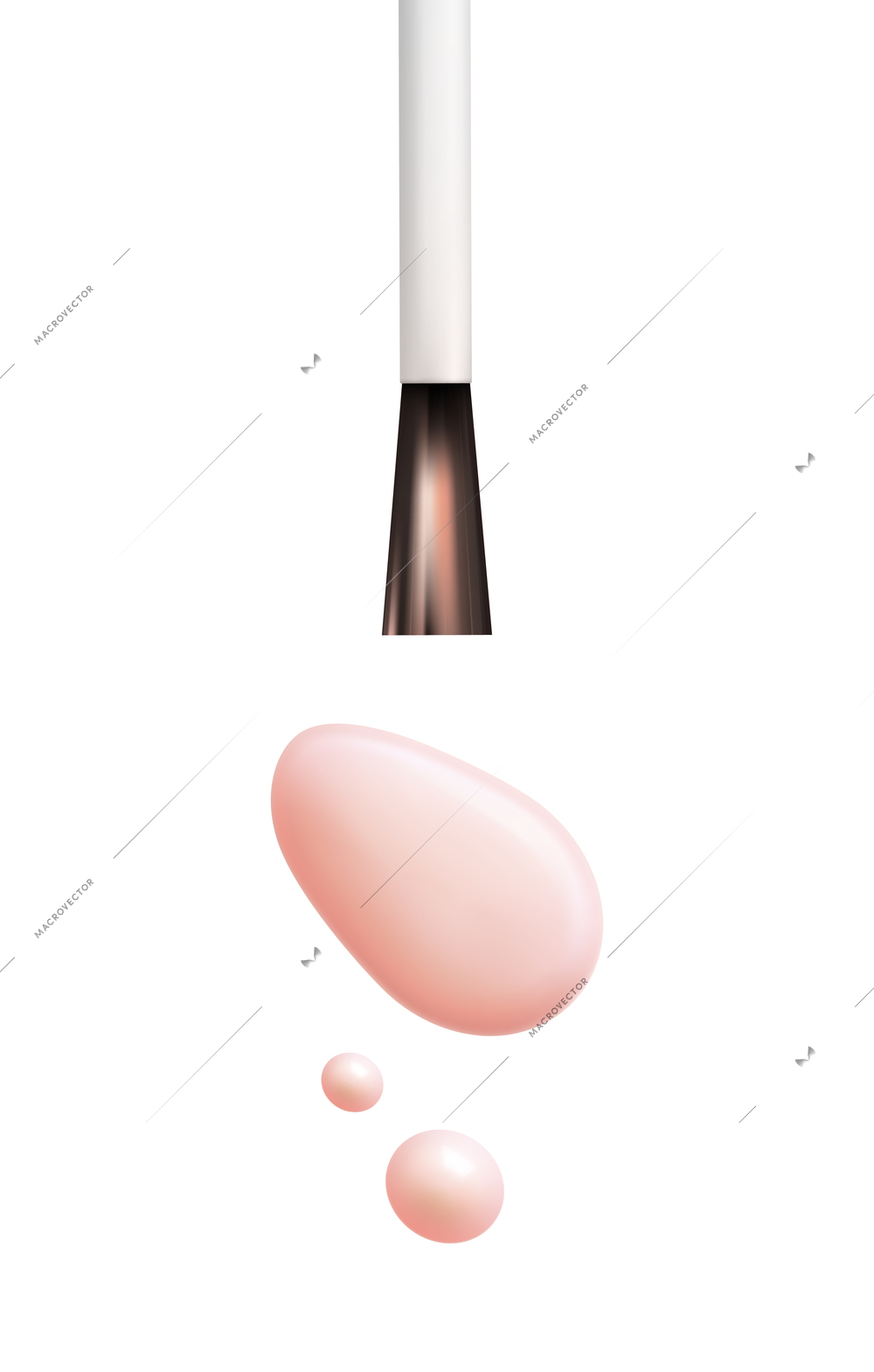 Lip gloss smears color realistic composition with brush applicator glitter and matte isolated icon vector illustration