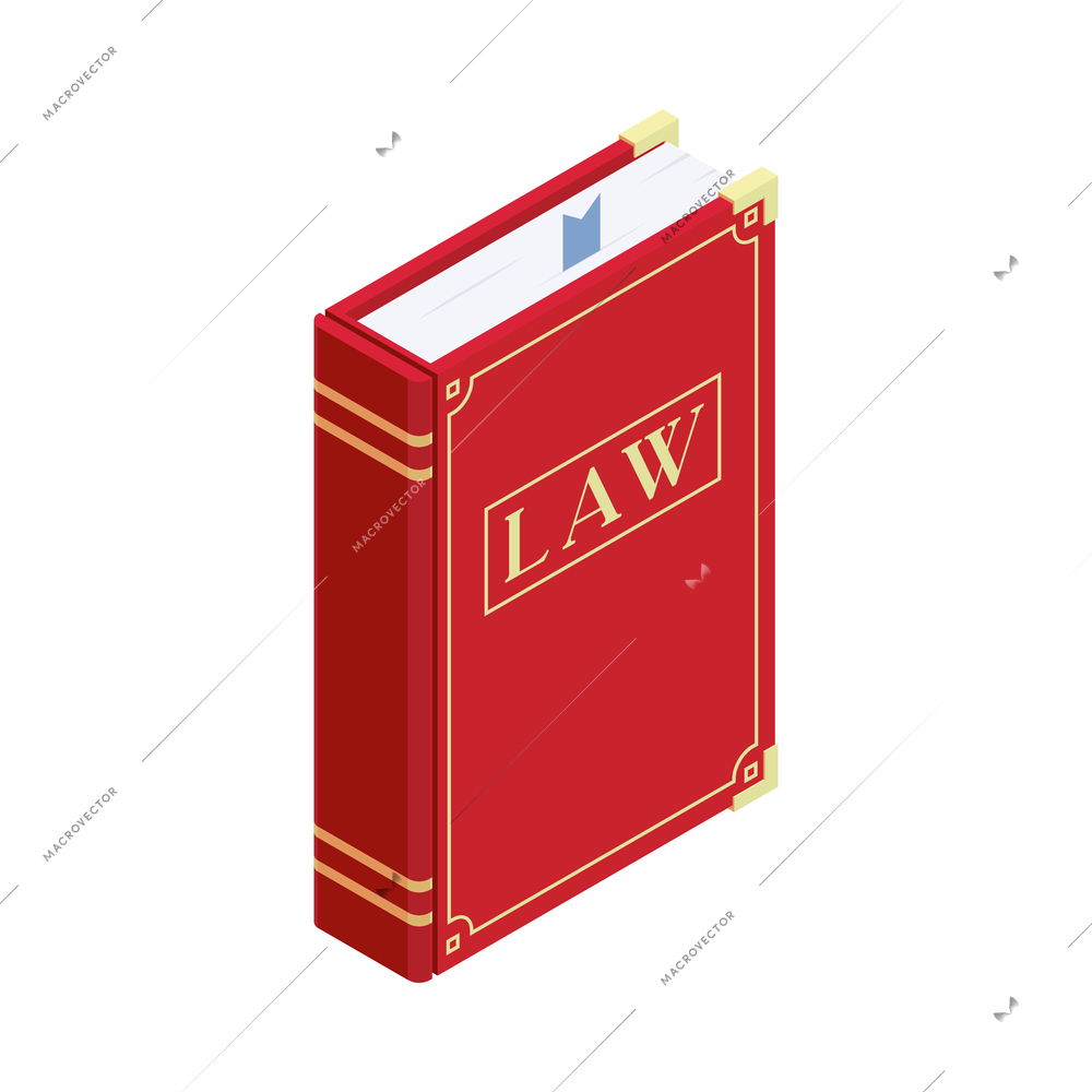 Law justice isometric composition with isolated court trial image on blank background vector illustration