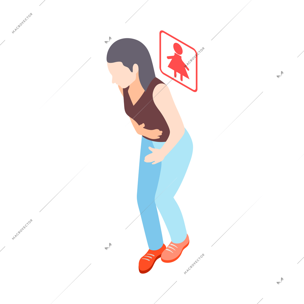 Diabetes isometric composition with isolated human character of suffering person vector illustration