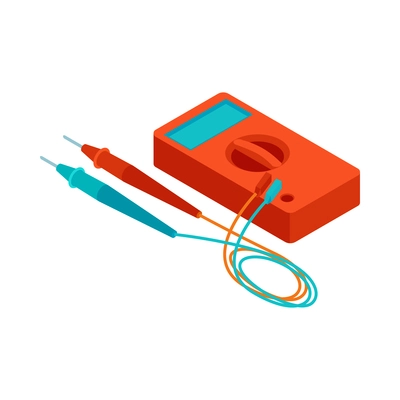 Isometric electric composition with isolated image of electrical tool isolated on blank background vector illustration