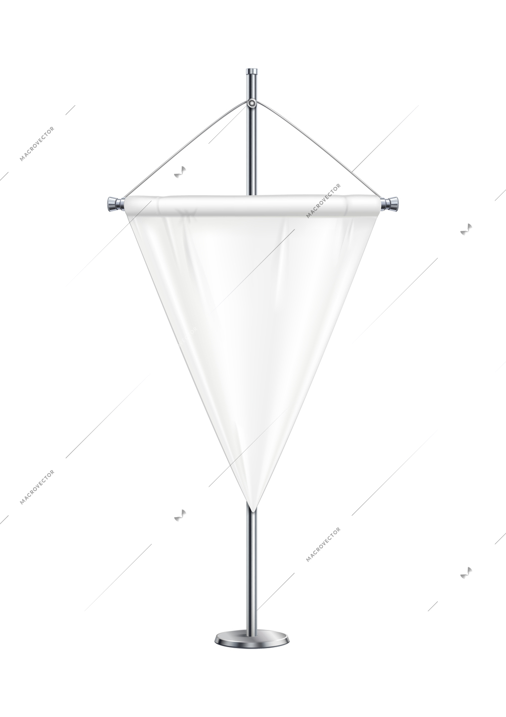 Pennant realistic composition with isolated image of short white pennon hanging on post vector illustration