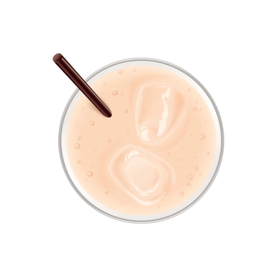 Realistic cocktail top view composition isolated image of sipper cocktail topping from above vector illustration