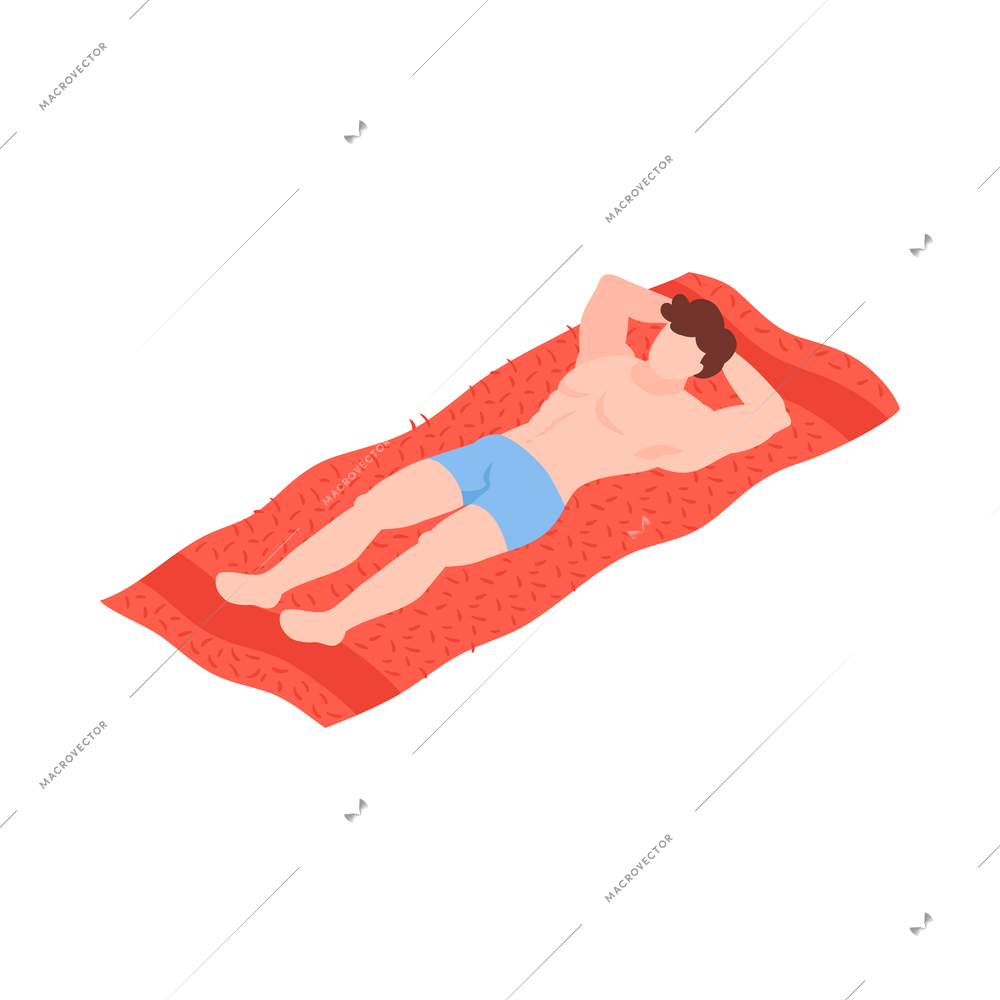 Isometric beach house tropic holidays people composition with isolated human characters vector illustration