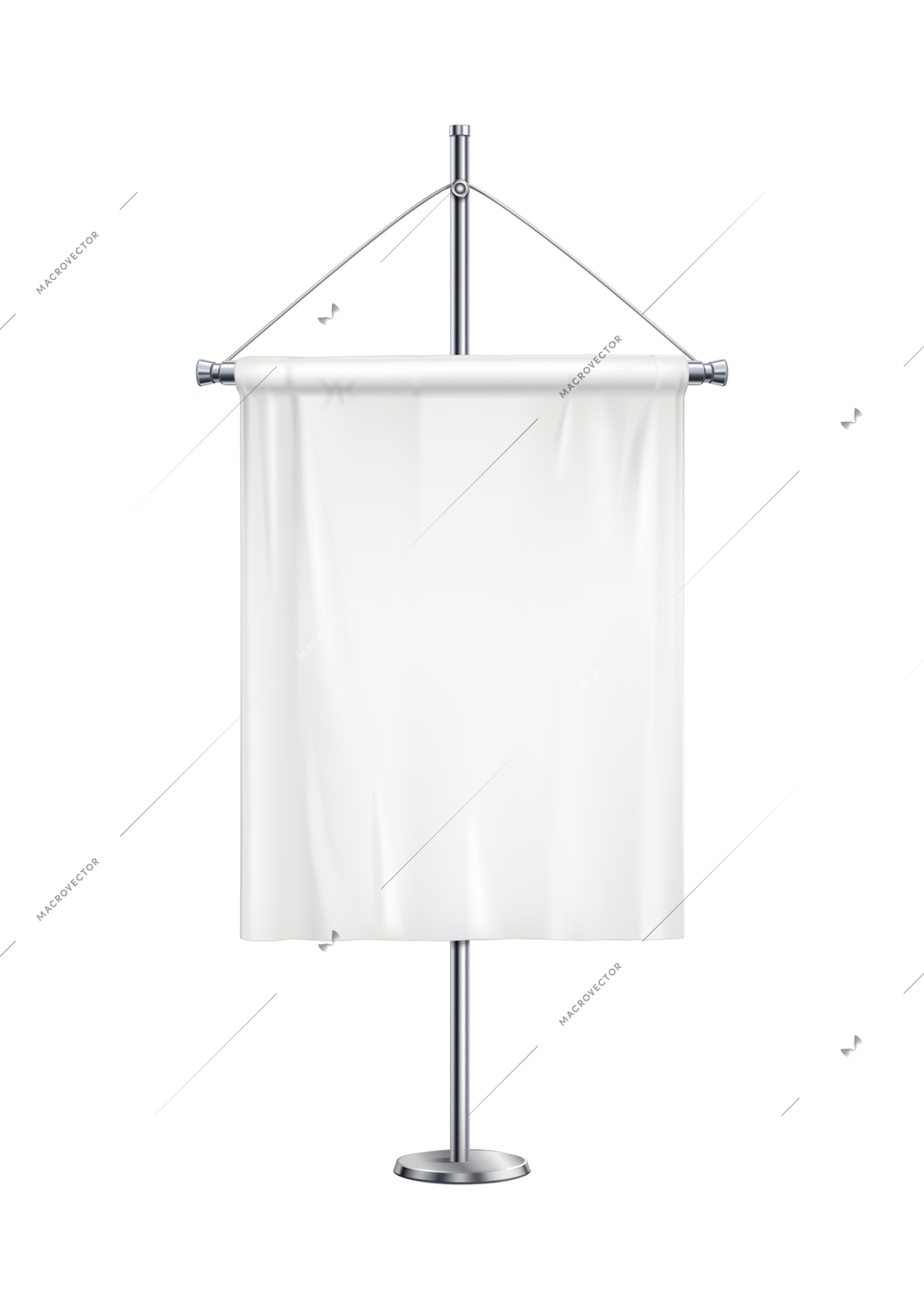 Pennant realistic composition with isolated image of short white pennon hanging on post vector illustration