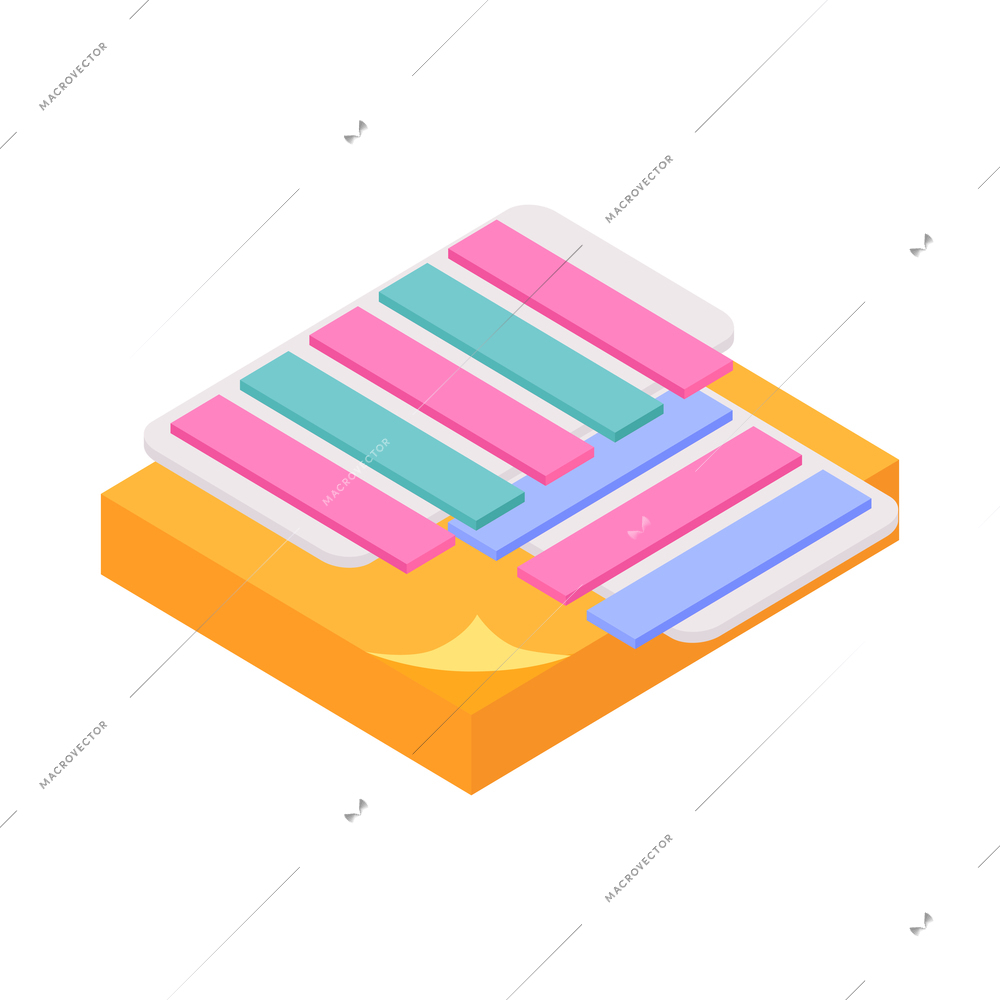 Isometric accounting composition with conceptual images workspace items sticky notes vector illustration