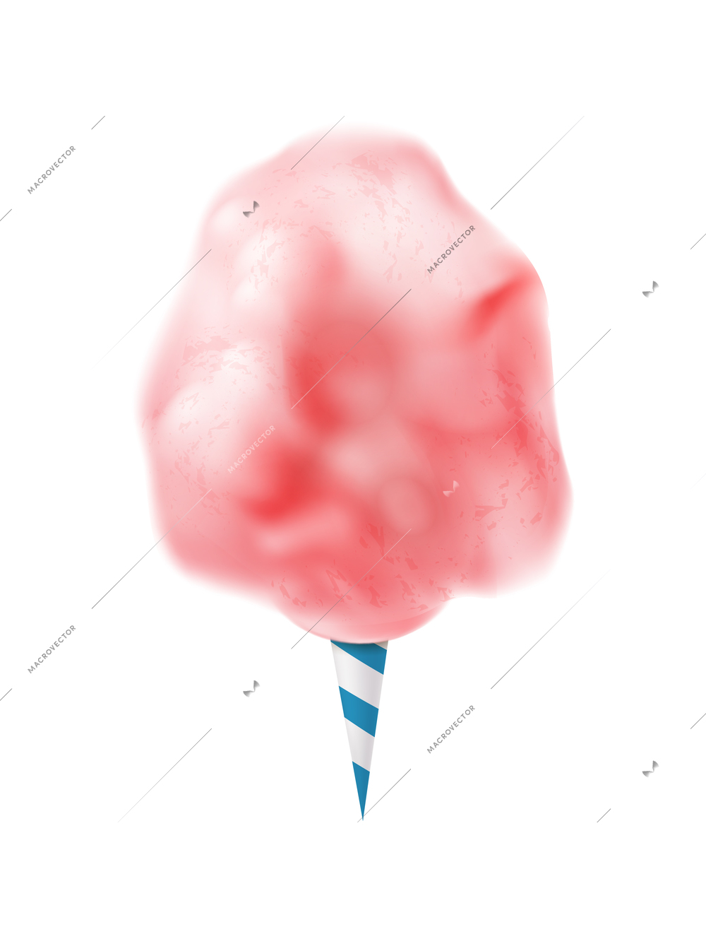 Realistic candy sugar cotton composition with isolated image of colorful confectionery candyfloss stick vector illustration