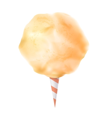 Realistic candy sugar cotton composition with isolated image of colorful confectionery candyfloss stick vector illustration