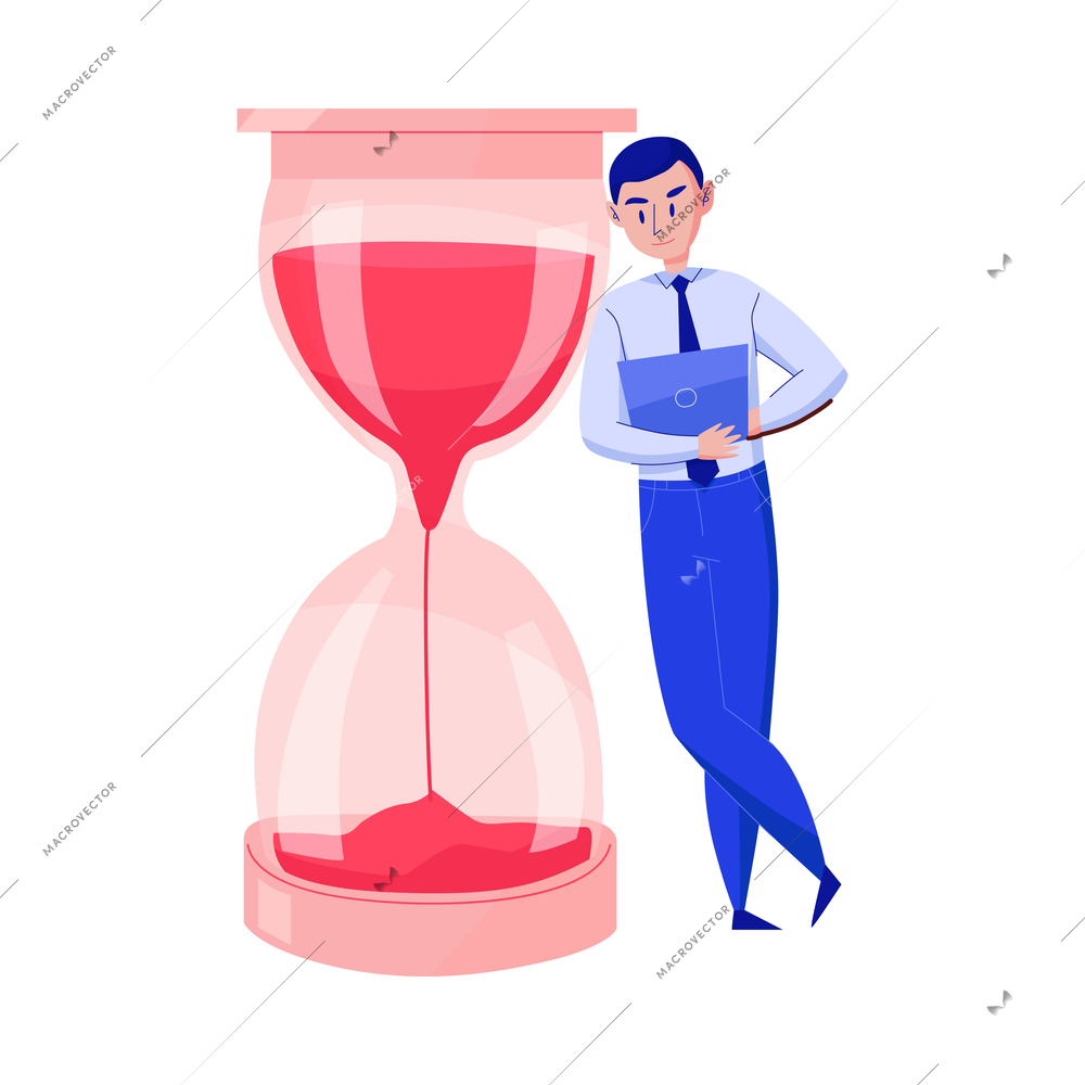 Time management planning schedule deadline composition with flat isolated icons and office workers characters vector illustration