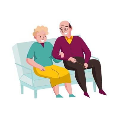 Nursing home composition with doodle style characters of volunteers elderly disables people vector illustration