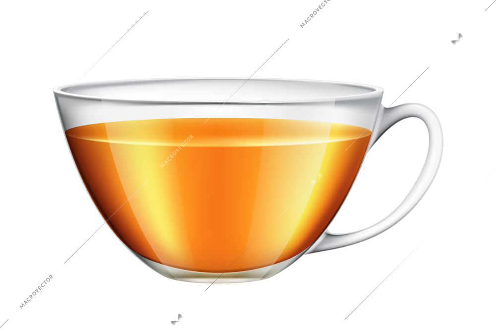 Tea brewing bag realistic composition with isolated tea drink icon on blank background vector illustration