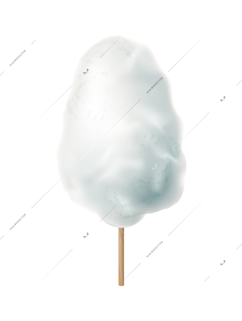 Realistic candy sugar cotton composition with isolated image of colorful confectionery candyfloss stick vector illustration