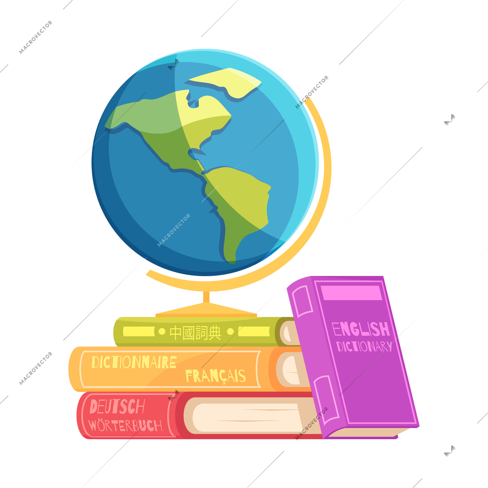 Learning language training center composition with flat isolated foreign tongue studying icon vector illustration