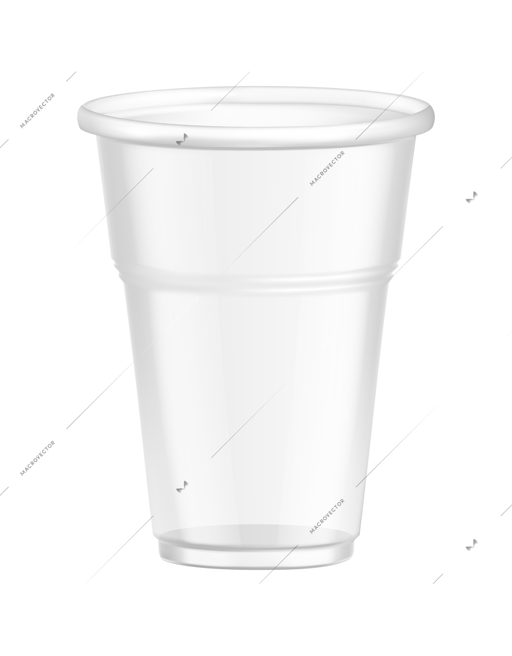 Transparent disposable plastic glass composition with isolated image of beverage container on blank background vector illustration