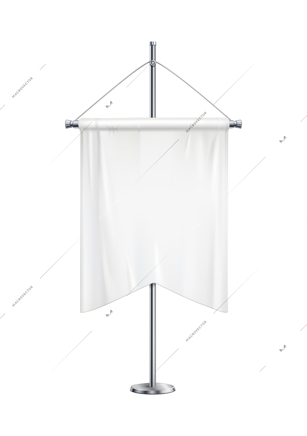 Pennant realistic composition with isolated image of short white pennon hanging on post vector illustration