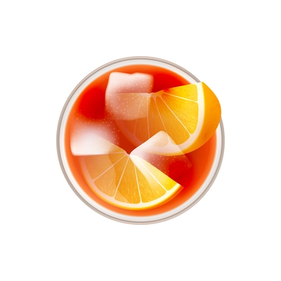 Realistic cocktail top view composition isolated image of sipper cocktail topping from above vector illustration