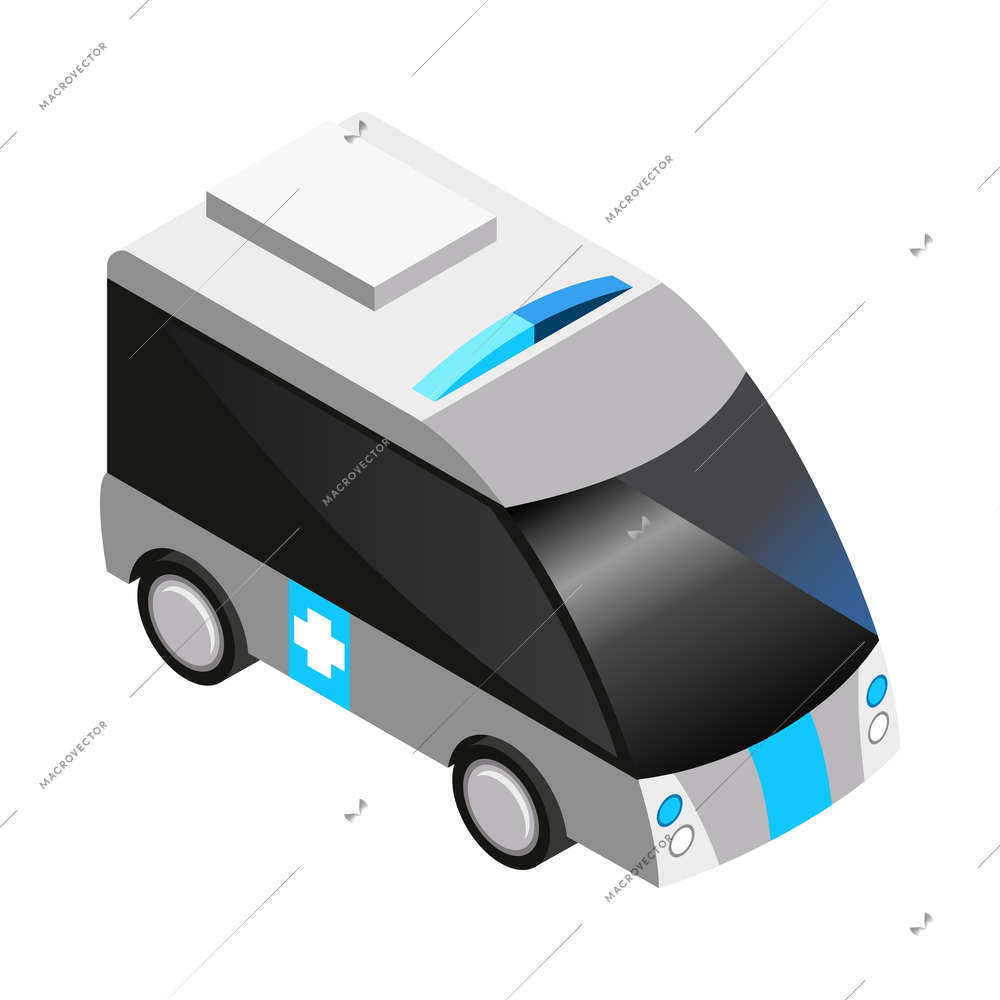 Automated robot delivery isometric composition with isolated icon of futuristic shipping appliance vector illustration