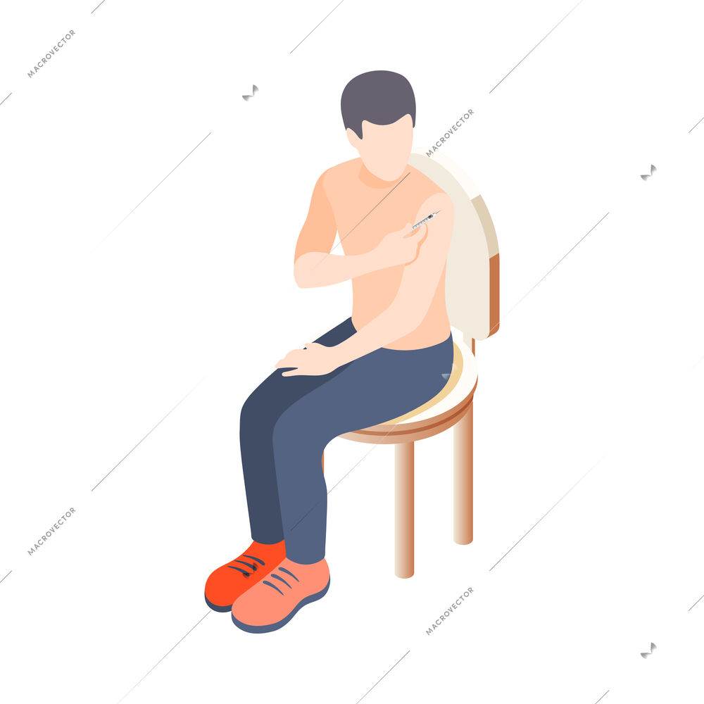 Diabetes isometric composition with isolated human character of suffering person vector illustration