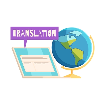 Learning language training center composition with flat isolated foreign tongue studying icon vector illustration