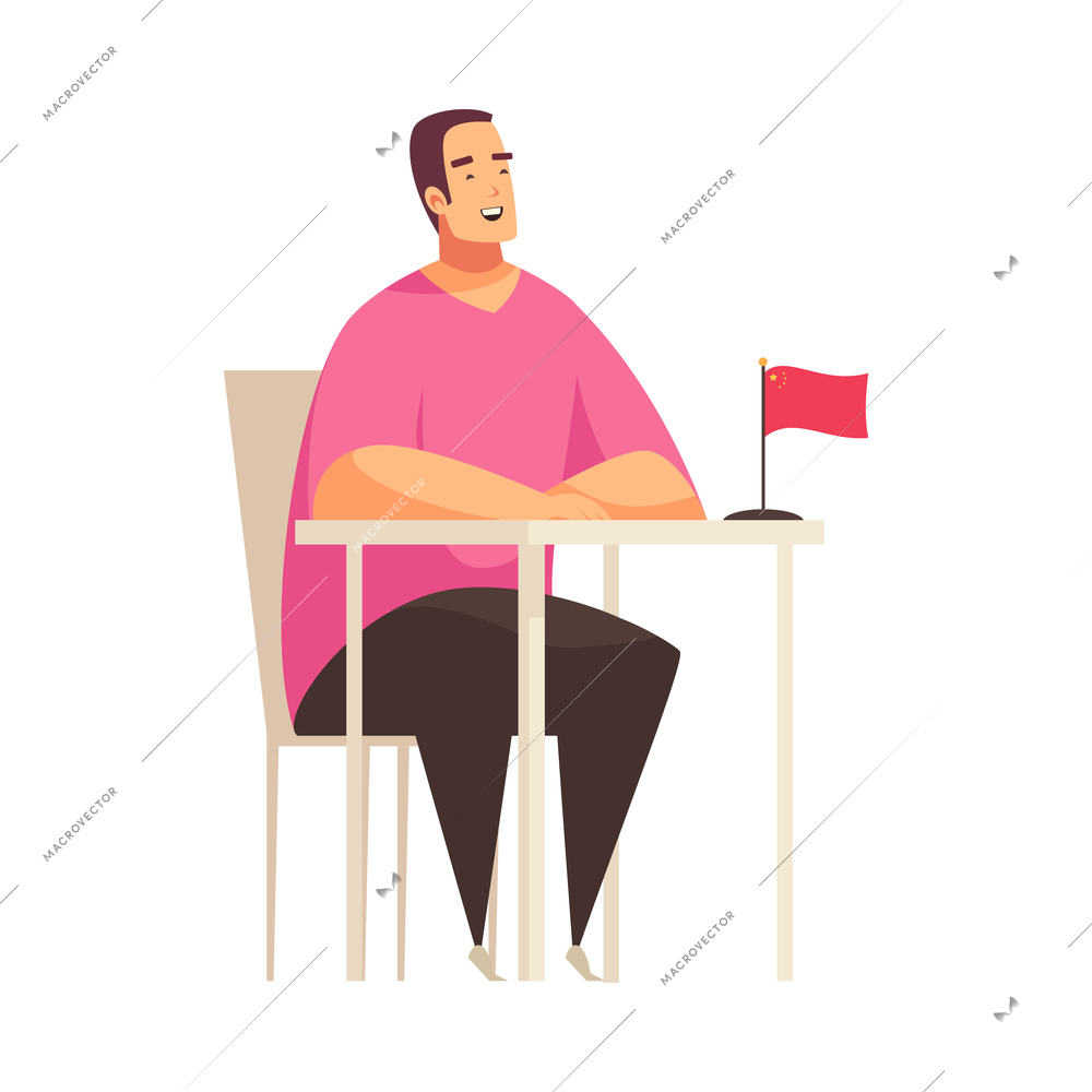 Learning language training center composition with flat isolated foreign tongue studying icon vector illustration