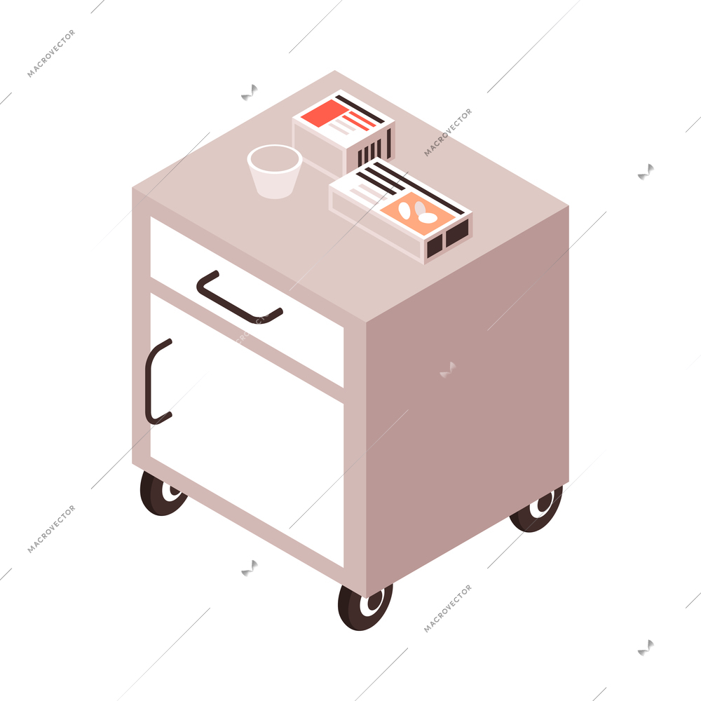 Isometric doctor nurse hospital workers composition with isolated clinic icons on blank background vector illustration