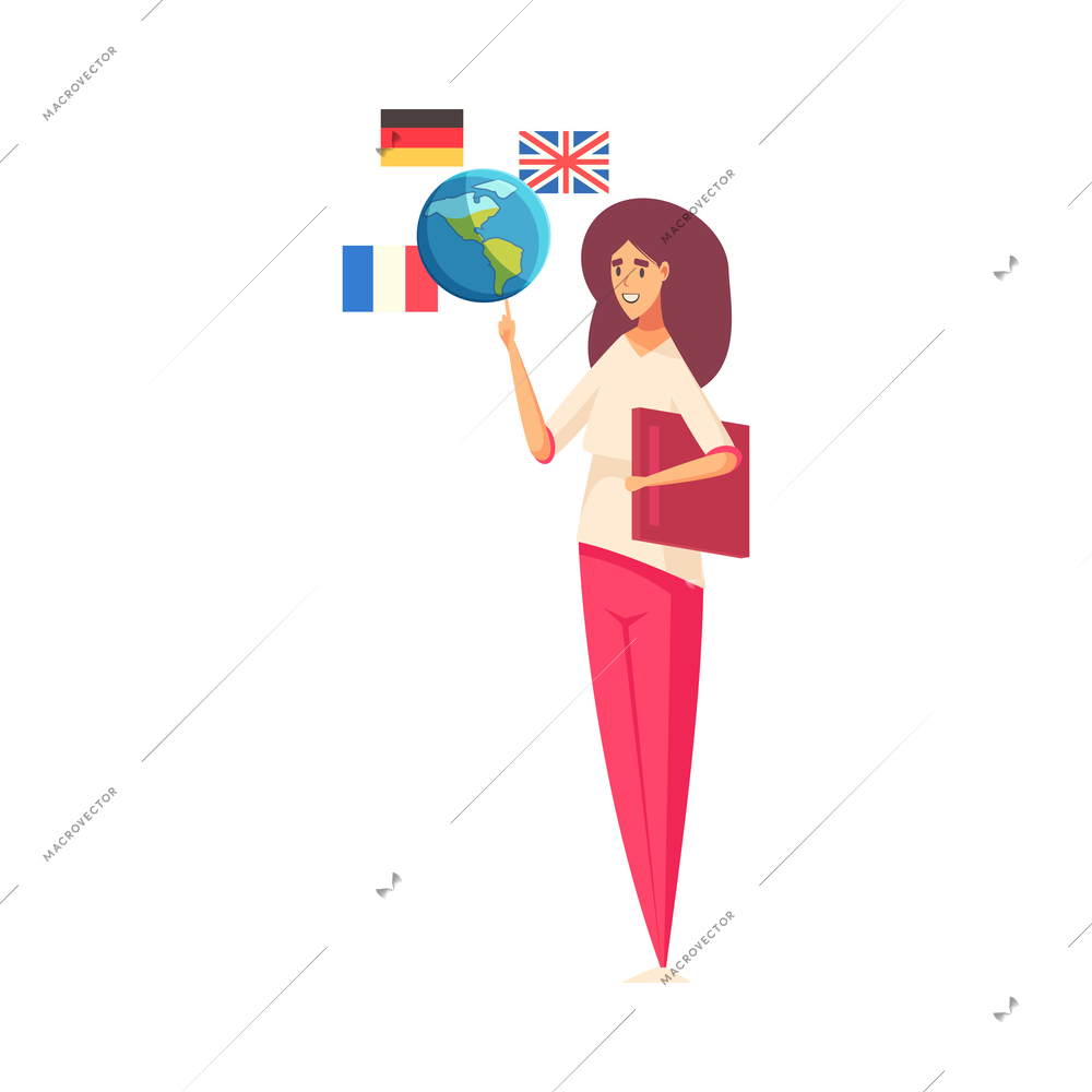 Learning language training center composition with flat isolated foreign tongue studying icon vector illustration