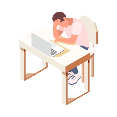 Diabetes isometric composition with isolated human character of suffering person vector illustration