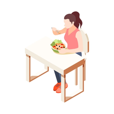 Diabetes isometric composition with isolated human character of suffering person vector illustration