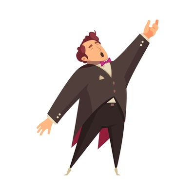 Cartoon male opera singer on white background vector illustration