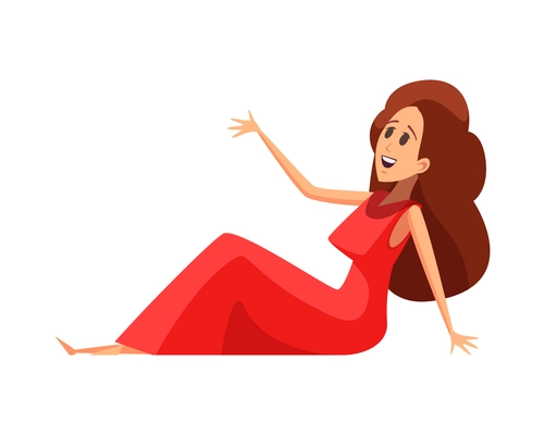 Woman opera singer singing in red gown cartoon vector illustration