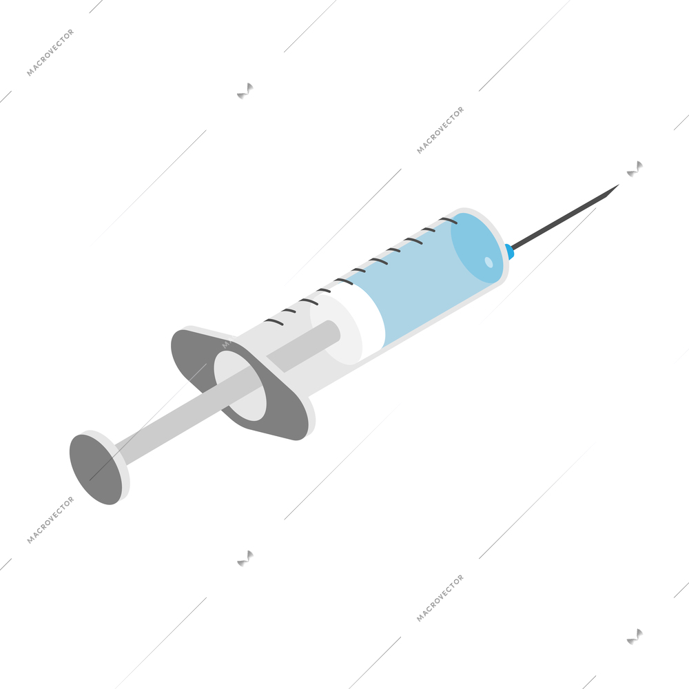 Isometric syringe with medication icon 3d vector illustration