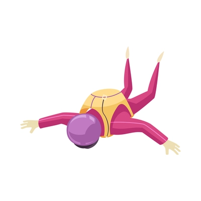 Person falling down during skydiving jump flat vector illustration