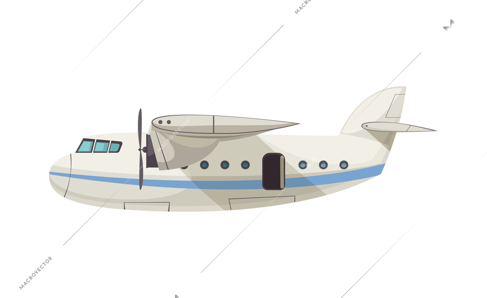 Cartoon propeller plane side view vector illustration