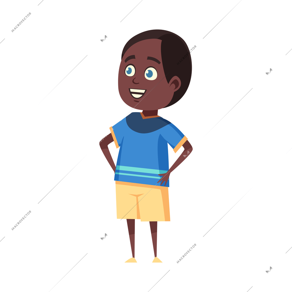 Happy african boy cartoon vector illustration