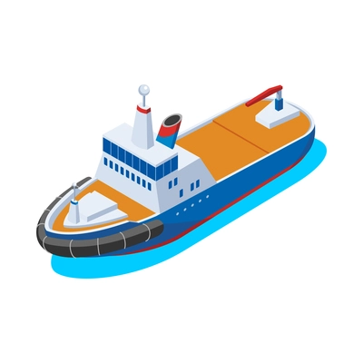 Isometric cargo ship on white background 3d vector illustration