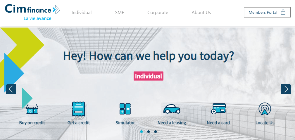 Cim Finance’s website