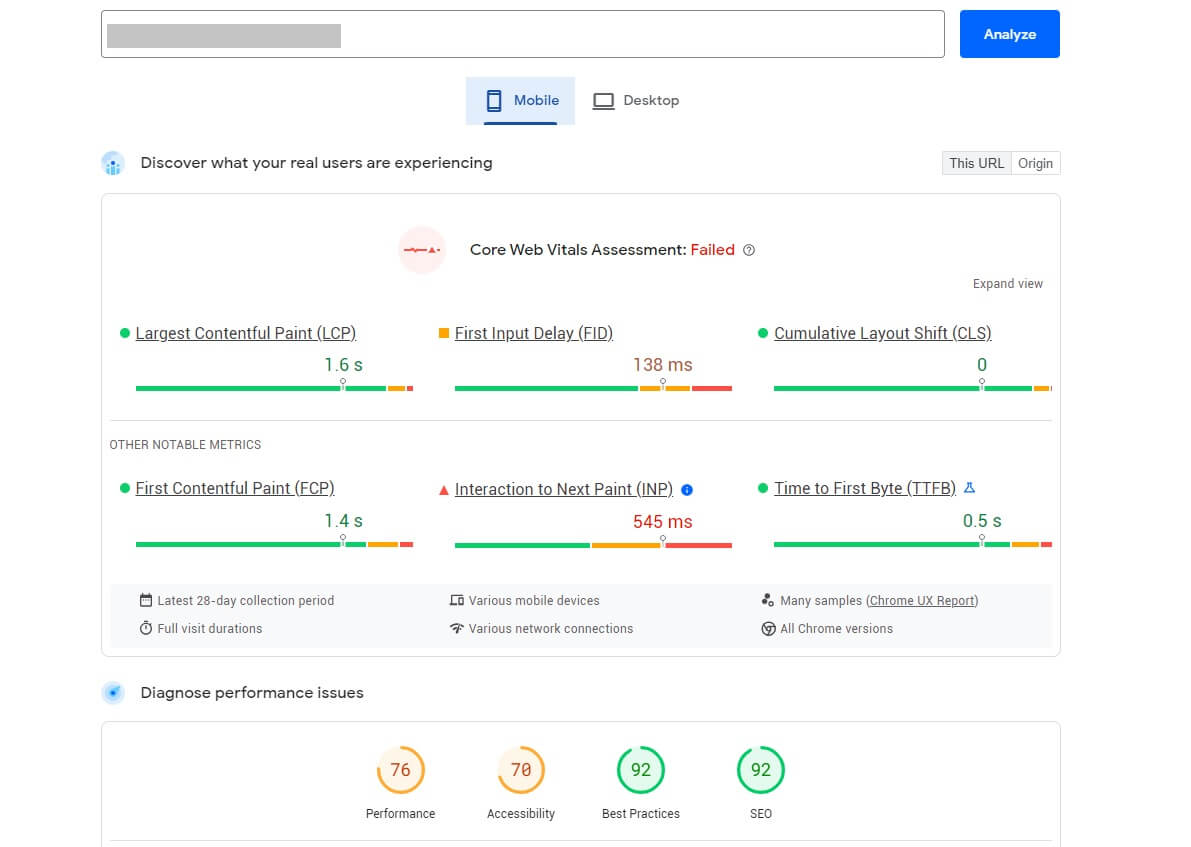 Google's PageSpeed Insights