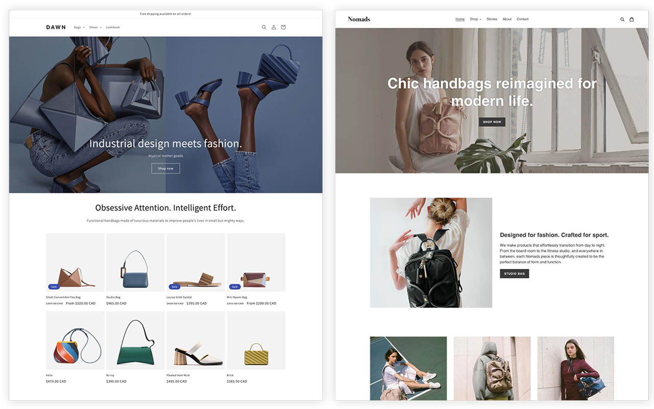 Shopify 2.0 vs. 1.0 Default Theme Comparison