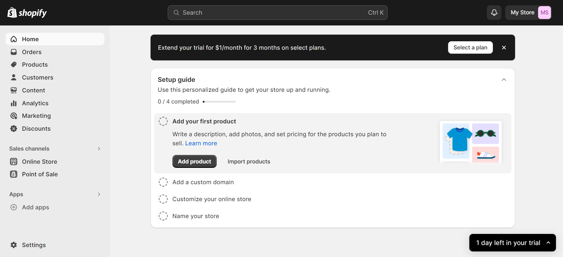 Shopify admin panel screen