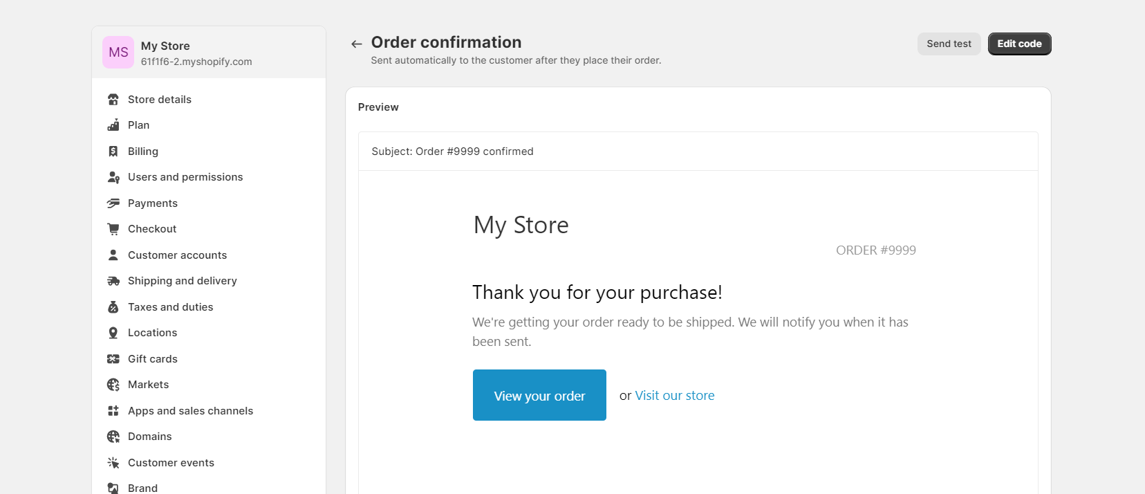 “Order Confirmation” tab